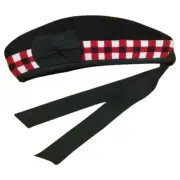 SCOTTISH GLENGARRY WOOL HAT CAP DICED BLACK, WHITE, RED/GLENGARRY HAT CAP WOOL