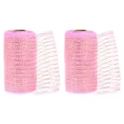 2pcs Decorative Mesh,5.9in x 10 Yard Mesh Ribbon Roll for Christmas,Dark Pink
