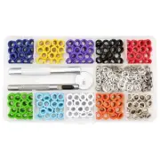 Eyelets Kits with Punch Tool, 5mm Metal Grommet Kits for Fabric Curtains Canvas