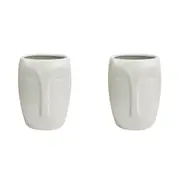 2x Urban Aztec Face 17cm Ceramic Plant/Flower Vase Home Display Pot Medium White
