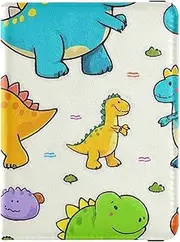 [Amooorous] Beige Cute Dinosaur Leather decorative travel wallet womens passport holder Travel Documents Organizer Protector Passport Wallet Ultra Slim, Beige cute dinosaur, 1 size