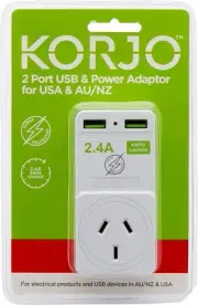 US USB Adaptor stralia, 2X USB Sockets, 1x S/NZ Socket, for USA, America