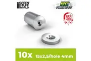 GSW: Neodymium Magnets (15 x 2.5mm with 4mm Hollow) - 10-Pack