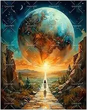 TAOPAOLAB Fantasy Paint by Numbers Kit for Adults - DIY Girl Walking Toward Sky Planet Painting on Canvas 16x20 Inches, Acrylic Paint Set for Beginners, Imaginative Art for Home Decoration or Gifts