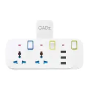 DOUBLE POWER SOCKET SWITCH PLUG 2 GANG POWER ELECTRIC ADAPTOR OFFICE 3 USB PORTS