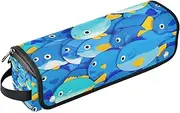 2 in 1 Hair Tools Organizer with Heat Resistant Mat Removable Hair Styling Accessories Organizer for Hot Tools Curling Iron Flat Irons Hair Volumizer Styler, Cute Cartoon Fish Blue Trave Case
