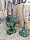 Fenton New Century SET basket & Bell. Basket signed By 12 Fentons Stunning color