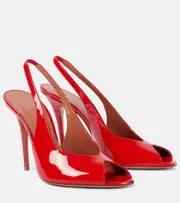 [Amina Muaddi] Amina Muaddi Kristina 105 patent leather peep-toe pumps AU 8 red