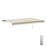 ALEKO Motorized Black Frame Retractable Home Patio Canopy Awning 16'x10' Ivory