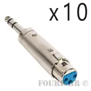 10 Pack - 3pin XLR Female to 1/4" Stereo TRS Male Plug Audio Cable Mic Adapter
