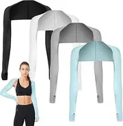 [Generic] 4 Pieces Cooling Shawl Arm Sleeves Sun Uv Protection Cooler Shrug, Comfortable & Breathable Anti-UV Arm Sleeves for Women with Finger Holes for Fishing Running Cycling Outdoor