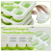 2-Pack Silicone Ice Cube Trays with Easy Release, Spill-Proof Lid, and Perfect for Cocktails and Drinks for Effortless Ice-Making