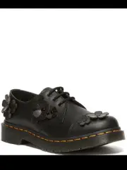 New Dr. Martens Women's 1461 Flower Applique Oxfords black floral leather shoe 6