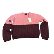 Scotch & Soda Large Linnea Pink Burgundy Sweater Color Block Thick Warm NWT