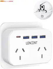 Europe Travel Adapter, Type-E/F Power Plug with 2 Outlets & USB-C Charger, for A