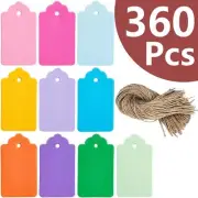360 Pcs Colorful Gift Tags w/ String for Presents DIY Crafts Wedding Party Favor