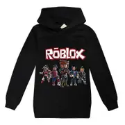 Roblox Game Printed Hoodies Kids Boys Girls Casual Long Sleeve Hooded Pullover Sweatshirt Tops -NMAOV Black 11-12 Years