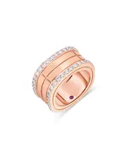 Roberto Coin 18K Rose Gold Portofino Diamond Border Four Row Ring