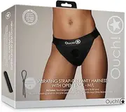 Ouch! Vibrating Strap On Panty Harness with Open Back & Rechargeable Bullet