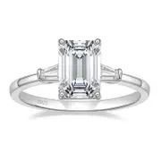Catzon Engagement Rings 925 Sterling Silver Emerald Cut Cubic CZ Promise Rings
