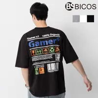 在飛比找蝦皮購物優惠-【BICOS】t恤 短袖上衣 寬鬆 GAMER 條碼 短T 