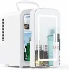 Portable Makeup Fridge for Skincare,Mini Fridge with Dimmable LED Mirror, Easy-T