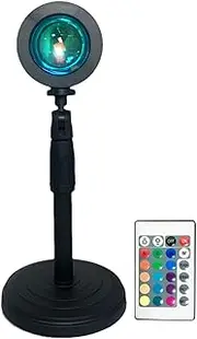 [Qkbuza] Sunset Light | Tabletop Sunset Light LED Lamp Projector - Remote Control Night Lantern Rotatable with 16-Color Design for Photography, Live Streaming