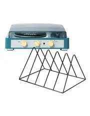 Brad MKII Record Player - Green + Gadhouse Vinyl Rack Bundle - Black
