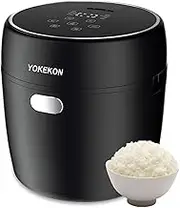 YOKEKON Rice Cooker Small 2L,Mini Cooker and Stainless Steel Rice Cooker for 2-4 People,Low Carb Cooker 8-in-1 Smart Control Multifunction, Delay Timer/Auto Keep Warm/Sushi/Risotto/Cake, Black