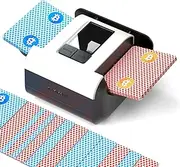 WQV Automatic Card Shuffler, Electric 1-2 Deck Playing Cards Shuffler, One Press Auto/Manual Shuffling Machine for UNO Blackjack Skip-Bo Five Crowns Poker Phase 10, Rechargeable Quiet No Jams