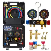 AC Gauge Set R410a R134a R22, Automotive 4 Valve AC Manifold Gauge with 5ft H...