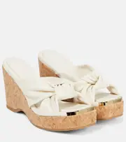 [Jimmy Choo] Jimmy Choo Avenue leather wedge sandals AU 7 white