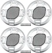 ACROPIX 3" Car Speaker Grills Cover Mesh Round 3 Inch Audio Speaker Subwoofer Guard Protector Case with Mounting Screws Iron Silver Tone Black - Pack of 4