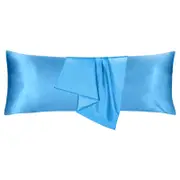 LINENOVA 2pcs Luxury Silk Satin Pillow Cases Pillowcase Cushion Covers - Body,Light blue