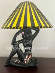*LGE* YELLOW & BLACK PLASTIC RIBBON LAMPSHADE for your BARSONY LADY LAMP