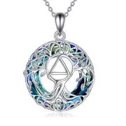 YFN Sobriety AA Necklace Sterling Silver Tree of Life Crystal Pendant Recover...