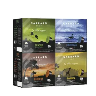 【CARRARO】單一產地系列 咖啡膠囊 4盒組(共64顆;適用於雀巢 Dolce Gusto 膠囊咖啡機)
