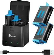 2-Pack Battery Charger for Go Pro 12 11 10 9 Adaptom 3-Channel USB Storage Quick Charger for Hero 12 11 10 9 Battery, Fully Compatible with Go pro Hero 9 Hero 10 Hero 11 Black Official Camera Battery