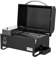 Onlyfire Upgraded Pellet Smoker BBQ Table Top Portable 8 in 1 Multi-Function Outdoor Barbecue Grill for RV Camping Tailgating with Auto Temperature Control, Meat Probe & 2 Tiers Cooking Area, Black