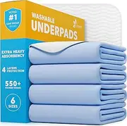 Green Lifestyle Washable Underpads, Pack of 4 Large Bed Pads, 34" x 36", for use as Incontinence Bed Pads, Reusable pet Pads, Great for Dogs, Cats, Bunny & Seniors by (4 Pack 34x36)