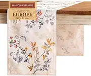 Maison d' Hermine Tablerunners 100% Cotton Table Runner Decorative Table Cover for Home, Kitchen, Dining & Camping, - Thanksgiving/Christmas 14.50"x72" Equinoxe - Beige (Double Layer)