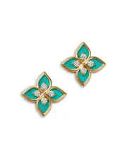 Roberto Coin 18K Yellow Gold Diamond Ceramic Venetian Princess Stud Earrings