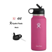 32oz Carnation Hydro Flask Water Bottle Stainless steel Wide Mouth W/Straw Lid