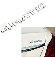 Car 3D 4MATIC ABS Letter Emblem Replacement Car Badge Decals Logo Trunk Decoration Emblem Modification Fit Mercedes Benz(Silver)