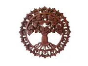 50 CM Hand Carved Decorative Tree of Life Brown Wood Wall Art Hanging