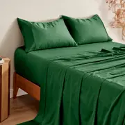 Serene 400TC Bamboo Cotton Sateen Sheet Set Eden Green - King Single Bed