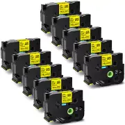 10PK TZ-651 TZe-651 Black on Yellow Label Tape 1" Compatible For Brother P-Touch