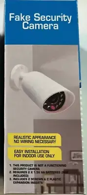 Fake Security CCTV Camera - WHITE - Dummy Camera with Flashing Red LED Light NEW