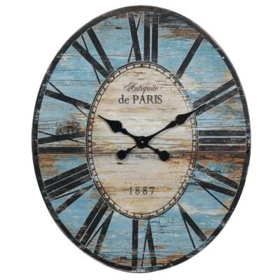 3R Studios Wall Clock Quartz Movement Roman Numerals Adult Oval Wood Frame Green