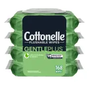 GentlePlus Flushable Wet Wipes with Aloe & Vitamin E - 4 Flip-Top Packs, 168 ...